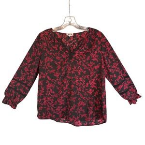 West K Womens Y2K Black Red Size Small Vamp Whimsigoth‎ Preppy Crochet Floral